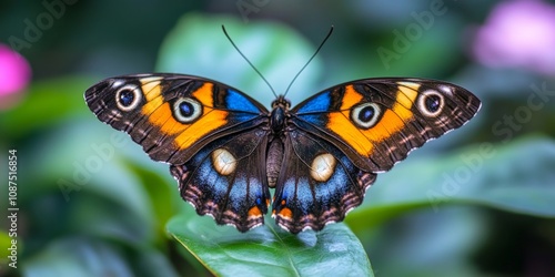 Stunning butterfly in vivid display, showcasing the unique features of Euplagia quadripunctaria, a captivating species known for its striking color patterns and delicate beauty. photo