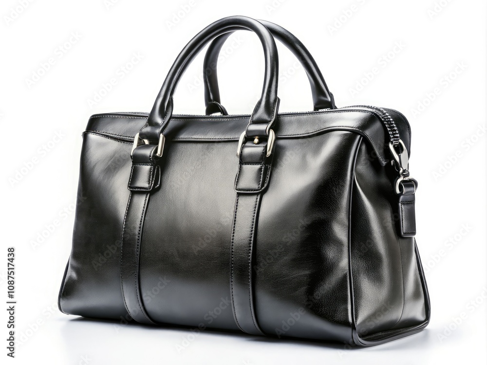 Black Leather Bag Isolated on White Background for Fashion and Product Photography Black Leather Bag Isolated on White Background for Fashion and Product Photography