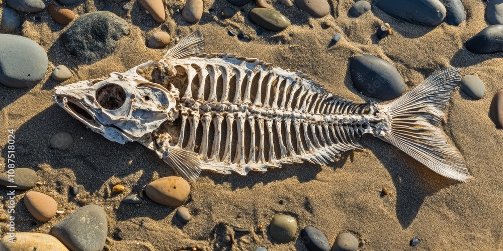 A fish skeleton rests on the shore, showcasing the intricate details of the fish skeleton found along the beach, capturing the essence of marine life and nature s unique remnants. A fish skeleton rests on the shore, showcasing the intricate details of the fish skeleton found along the beach, capturing the essence of marine life and nature s unique remnants.