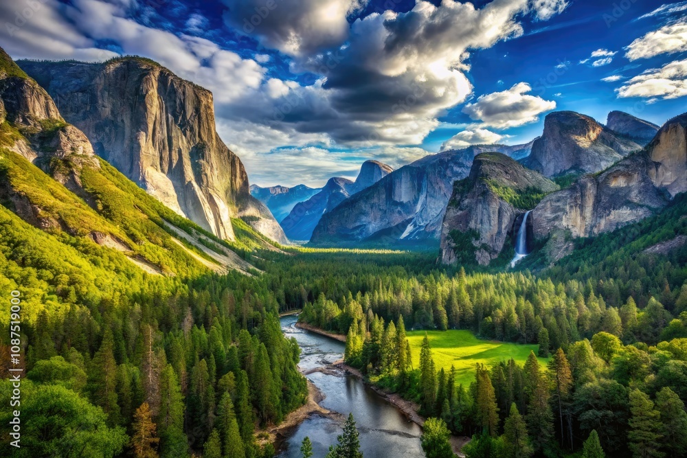 Obraz premium Breathtaking Panoramic View of Yosemite National Park in the Daylight