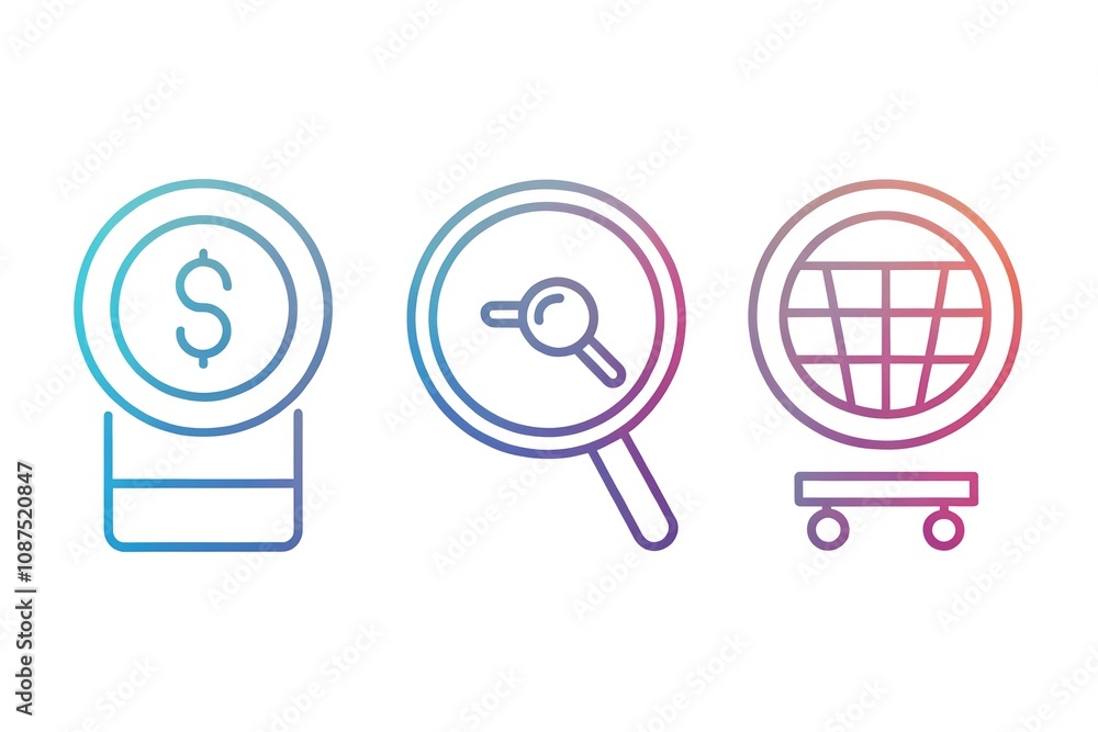Line-Style Marketing Icons with Soft Gradients Line-Style Marketing Icons with Soft Gradients