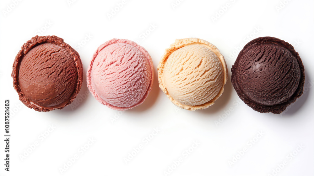 A Delightful Collection of Five Colorful Ice Cream Scoops Served in Bowls A Delightful Collection of Five Colorful Ice Cream Scoops Served in Bowls