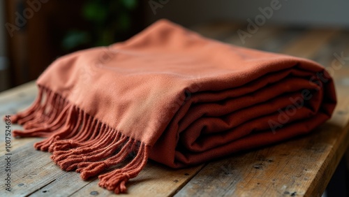 Elegant women's pashmina shawl with rich tones and intricate patterns, ideal for premium displays.