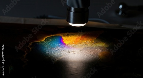 Colorful mineral sample microscope illumination