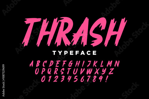  Hand Made Brush Typeface. Vector Stock Illustration. Brush stroke Alphabet. Typography for scary headlines and horror movie