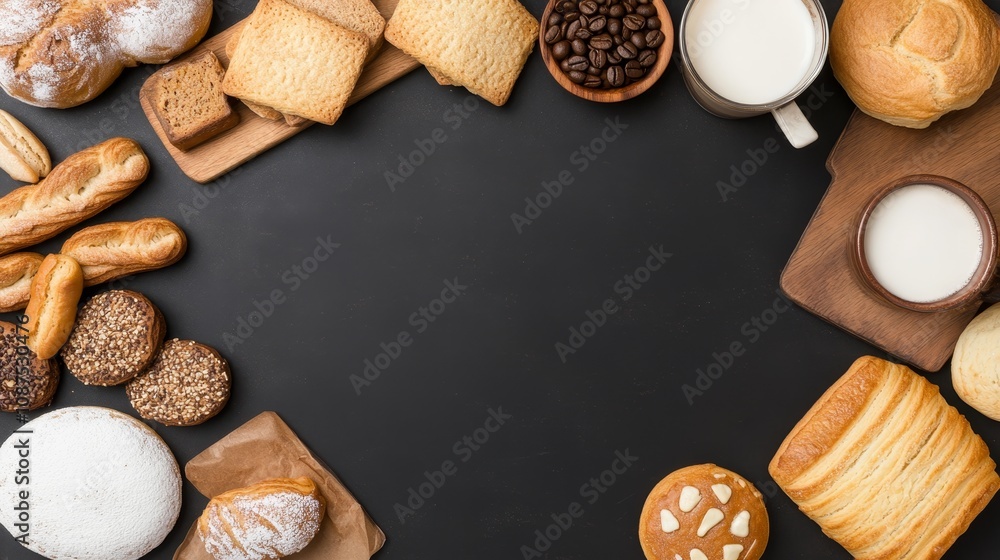 Coffee and bakery bistro detailed menu board classic offerings coffee varieties and pastries chic presentation vintage-style blackboards artisanal desserts spotlight on roasted beans, Photorealistic Coffee and bakery bistro detailed menu board classic offerings coffee varieties and pastries chic presentation vintage-style blackboards artisanal desserts spotlight on roasted beans, Photorealistic