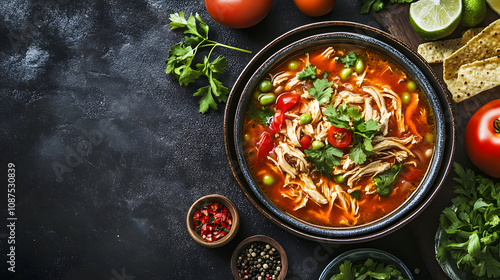 Flavor-Packed Chicken Tortilla Soup with Deliciously Crispy Toppings for a Satisfying Experience