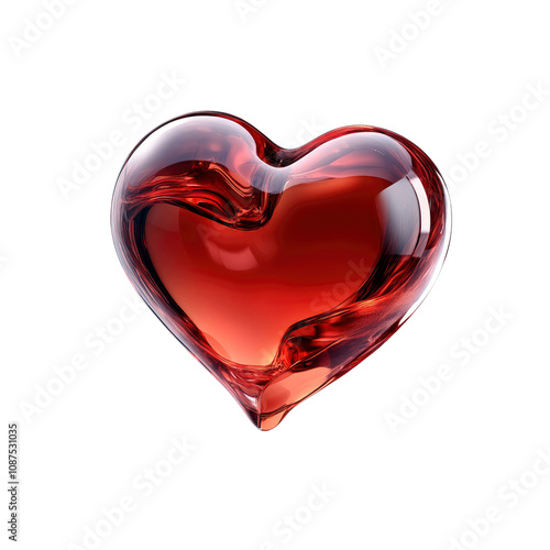 Liquid Red Glass Heart - Symbol of Love and Romance