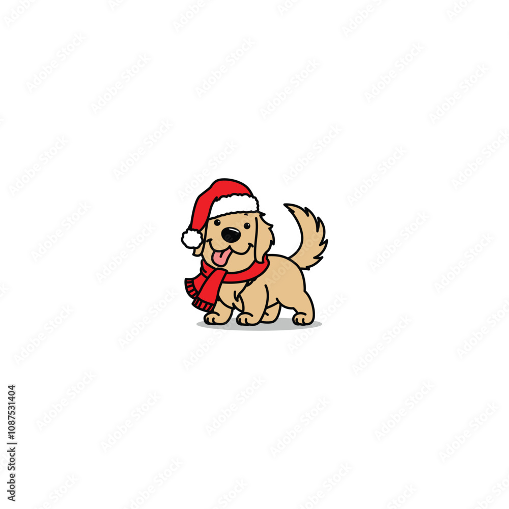 Cute golden retriever dog standing cartoon, vector illustration Cute golden retriever dog standing cartoon, vector illustration