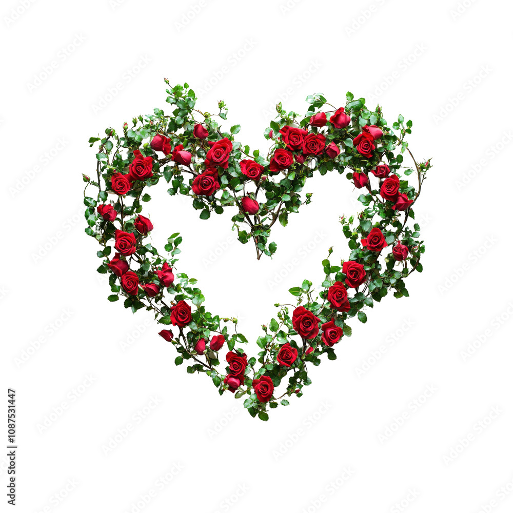 Heart-Shaped Wreath of Red Roses and Greenery Heart-Shaped Wreath of Red Roses and Greenery