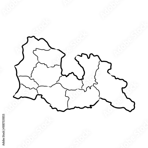 Doodle Map of Georgia map, vector sketch