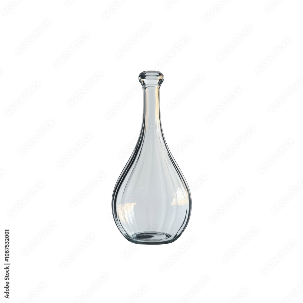 Elegant Empty Glass Decanter with Ribbed Design Elegant Empty Glass Decanter with Ribbed Design