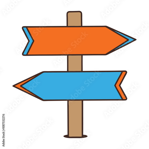 Direction Vector Illustration in Flat Color Clipart Design.