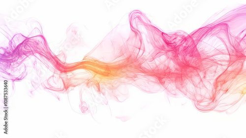 Colorful pink red rainbow smoke paint explosion, color fume powder splash, motion of liquid ink dye in water isolated on white background. Rainbow Smoke Clouds. Illustration