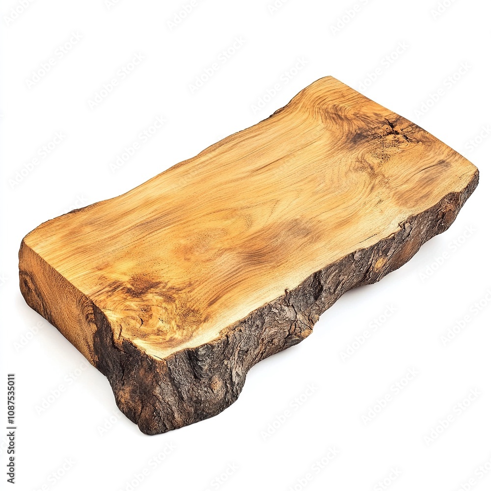 Textured slab of rustic natural wood, cut out isolated on white a background Textured slab of rustic natural wood, cut out isolated on white a background