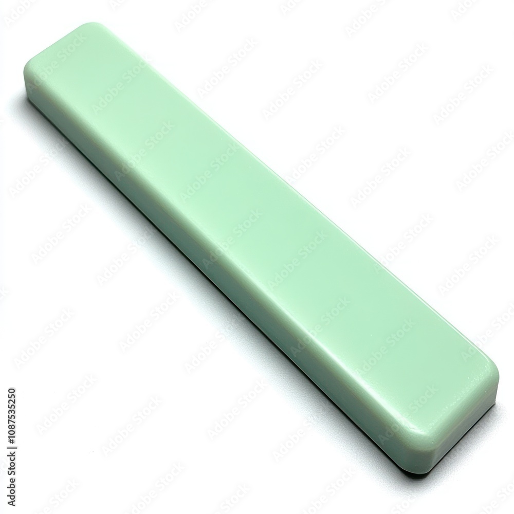 A smooth, rectangular mint-green object, likely a soap or a wax block. A smooth, rectangular mint-green object, likely a soap or a wax block.