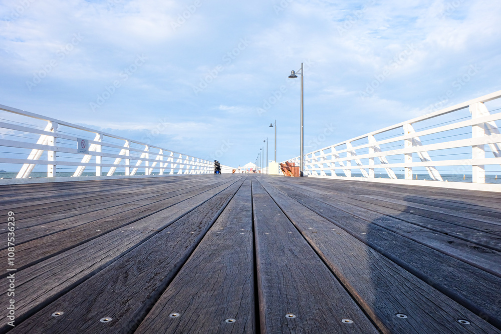 Naklejka premium Shorncliffe pier, jetty, beach and bayside views, QLD