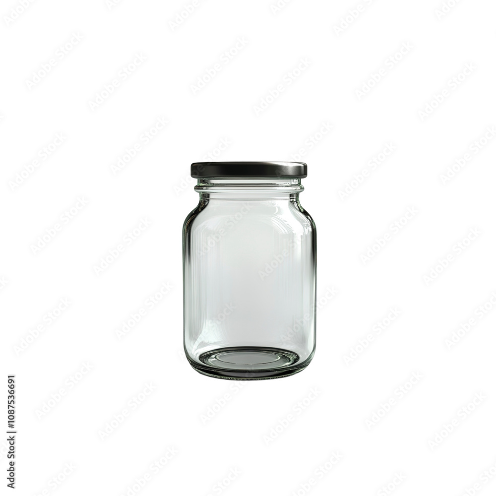 Empty Glass Jar with Black Lid - Mockup for Food or Beverage Products Empty Glass Jar with Black Lid - Mockup for Food or Beverage Products