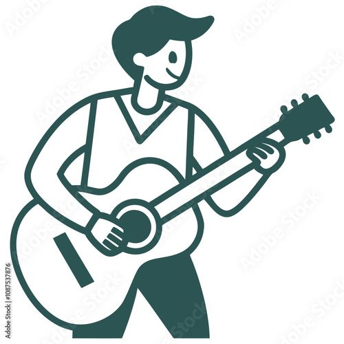 Musician Guitar Outline Vector.