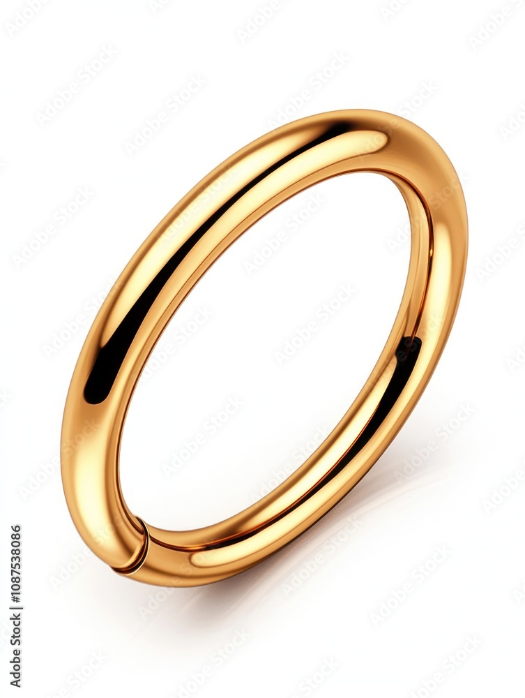 A shiny gold ring displayed against a white background, emphasizing its smooth design. A shiny gold ring displayed against a white background, emphasizing its smooth design.