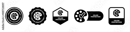 Color Protection - vector signs for shampoo or detergent labeling.