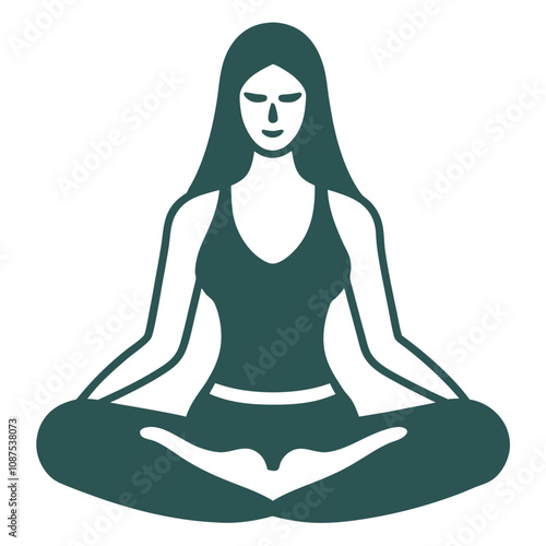 Minimalist Woman Meditating Vector.