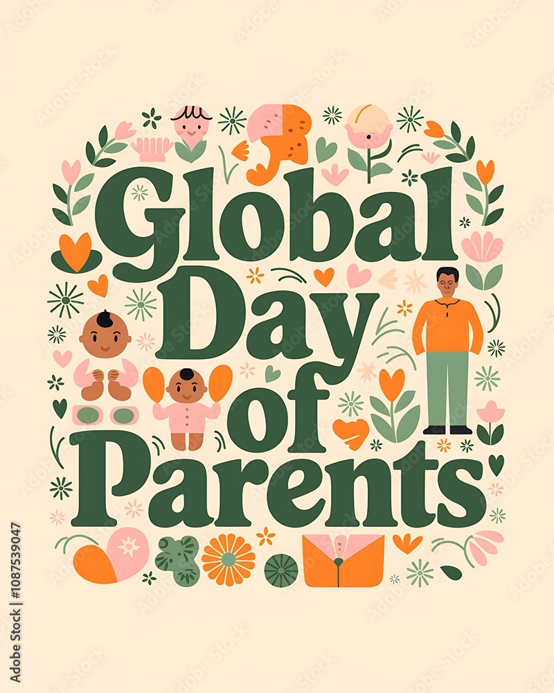 Naklejka premium Global Day Of Parents Celebrated With Floral Designs