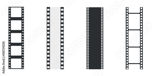Set of filmstrip graphics in various styles.