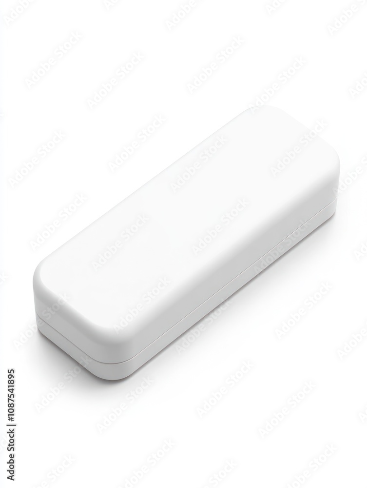 A sleek, rectangular white case, likely for storing small items or tools. A sleek, rectangular white case, likely for storing small items or tools.