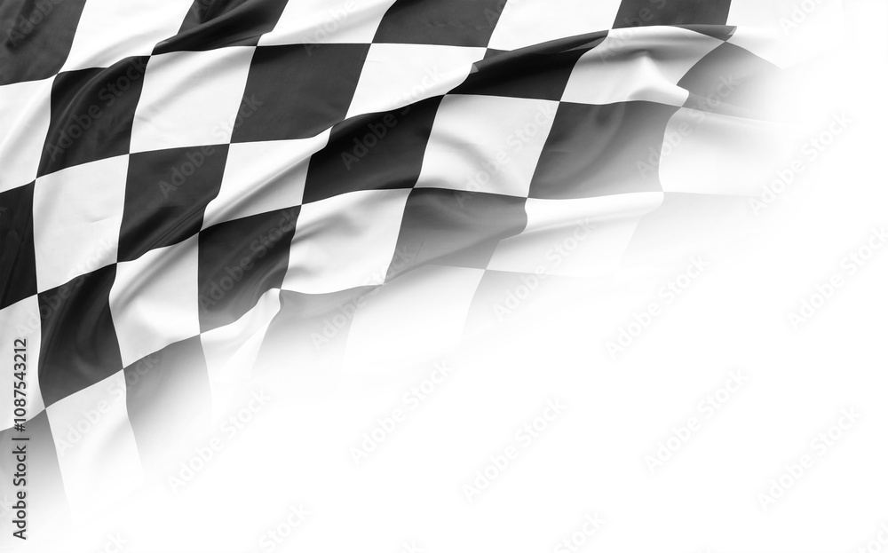 Checkered racing flag on white Checkered racing flag on white