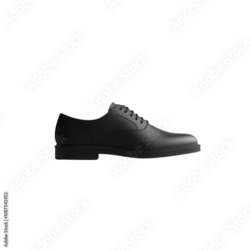 Classic Black Oxford Shoe - Side Profile 3D Render