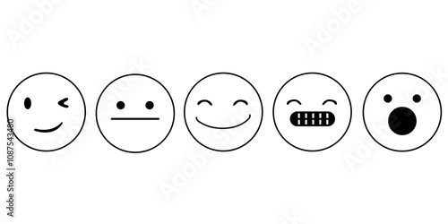 Collection of minimalistic emoji faces showing different expressions