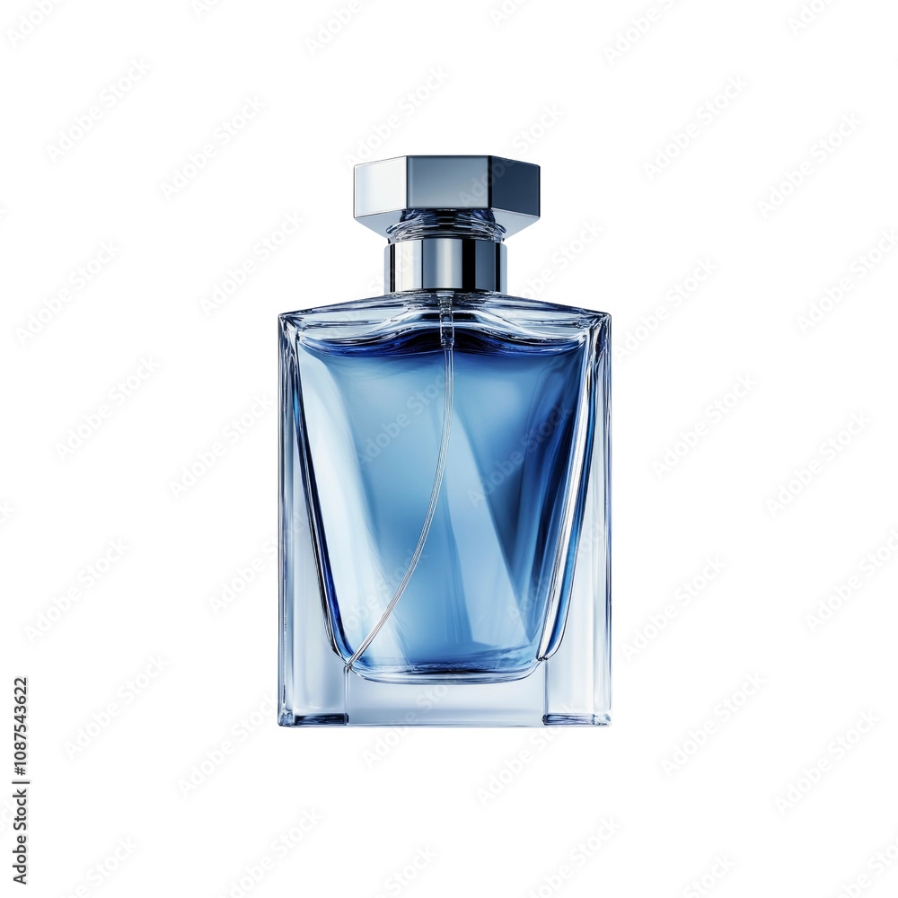 Elegant Blue Perfume Bottle with Silver Cap Elegant Blue Perfume Bottle with Silver Cap