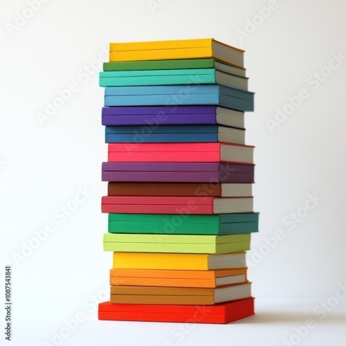 Wallpaper Mural A colorful stack of books arranged neatly, showcasing various vibrant colors and sizes. Torontodigital.ca