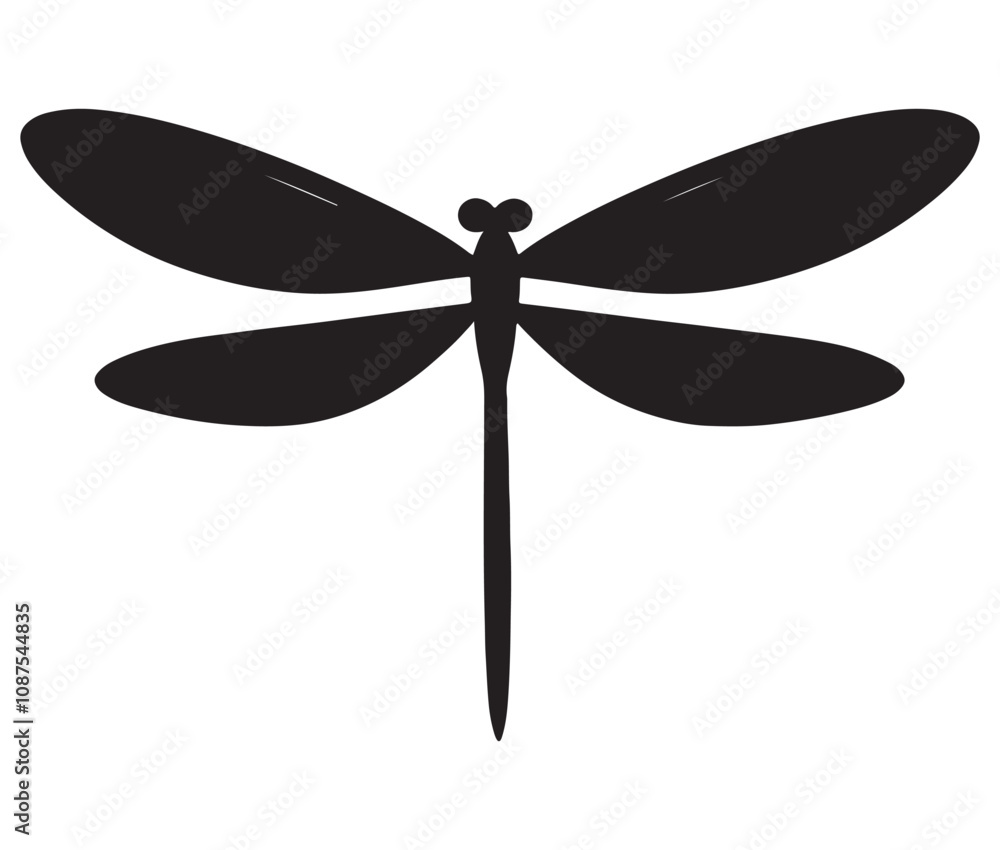 Cartoon dragonfly on white background, Cute dragonfly icon silhouette Cartoon dragonfly on white background, Cute dragonfly icon silhouette