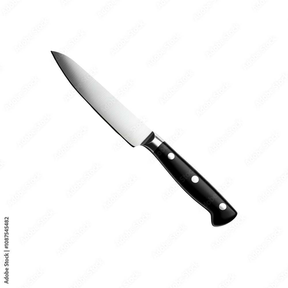 Sharp Paring Knife with Black Handle Isolated on White Background Sharp Paring Knife with Black Handle Isolated on White Background