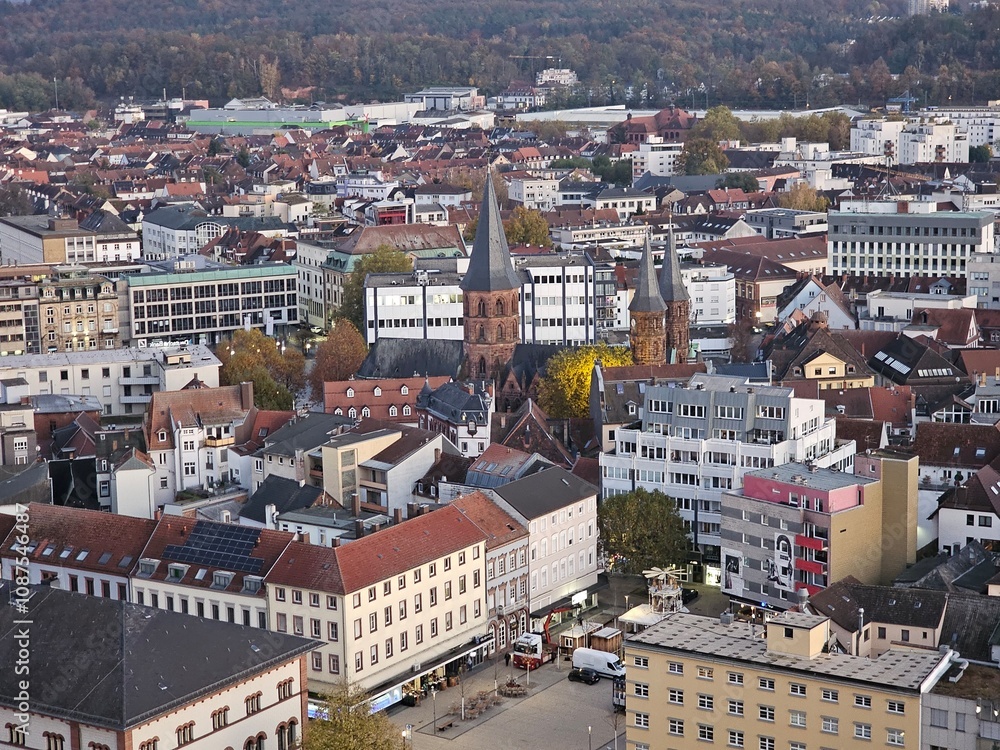 Kaiserslautern Panorama von oben bei Sonnenuntergang