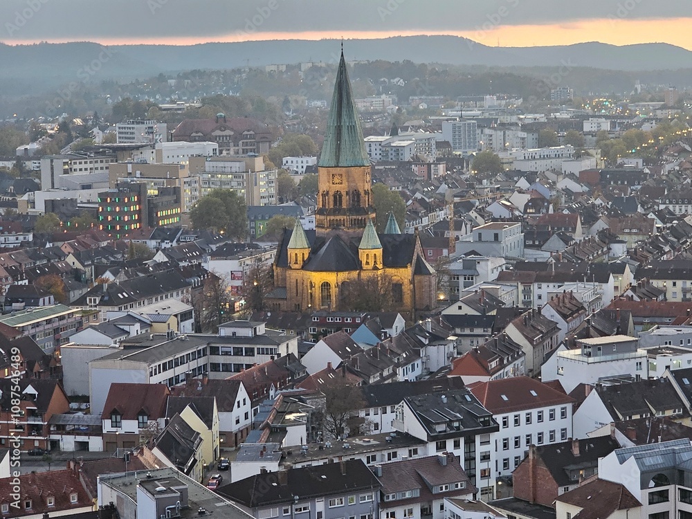 Kaiserslautern Panorama von oben bei Sonnenuntergang