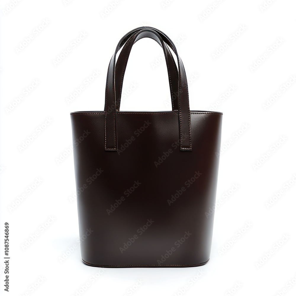 A sleek, dark brown leather tote bag designed for everyday use and style. A sleek, dark brown leather tote bag designed for everyday use and style.