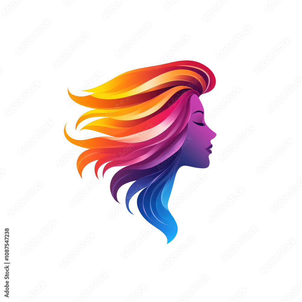 Vibrant Woman Silhouette with Rainbow Hair Abstract Beauty and Style Vibrant Woman Silhouette with Rainbow Hair Abstract Beauty and Style