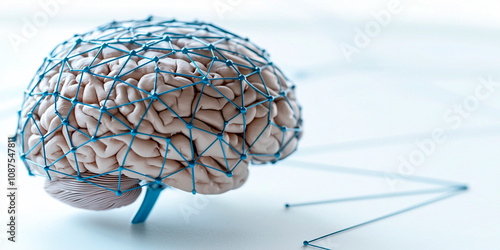 Brain in Global network, representing digital connections with interconnected circuits and nodes, symbolizing human and ai connection. Background. 