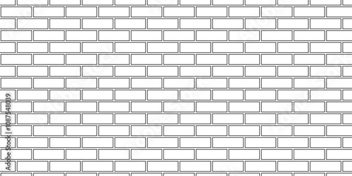 White brick blank home wall construction texture copy for space stucco panorama white tiles and black joint texture design. pavement road white brick wall used for background.	
