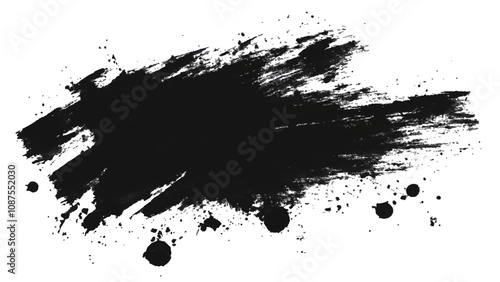 Abstract black in splash, paint, brush strokes, stain grunge isolated on white background, Vector black and white with grunge style, scratch and texture elements for design. 