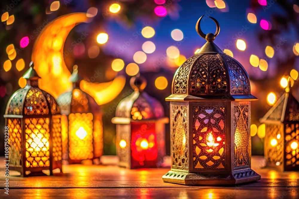 Eid Mubarak Lantern Moon Decoration Design Template Eid Mubarak Lantern Moon Decoration Design Template