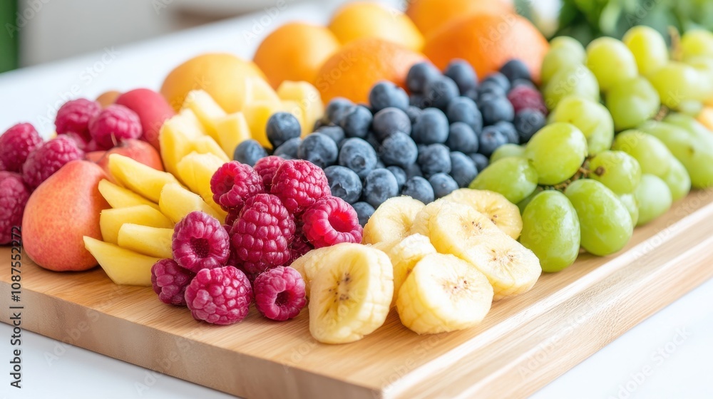 Healthy Fruit and Nut Arrangement on Artistic Platter Healthy Fruit and Nut Arrangement on Artistic Platter