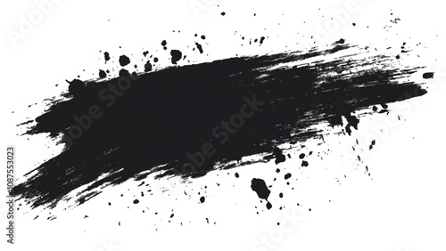 Abstract black in splash, paint, brush strokes, stain grunge isolated on white background, Vector black and white with grunge style, scratch and texture elements for design. 