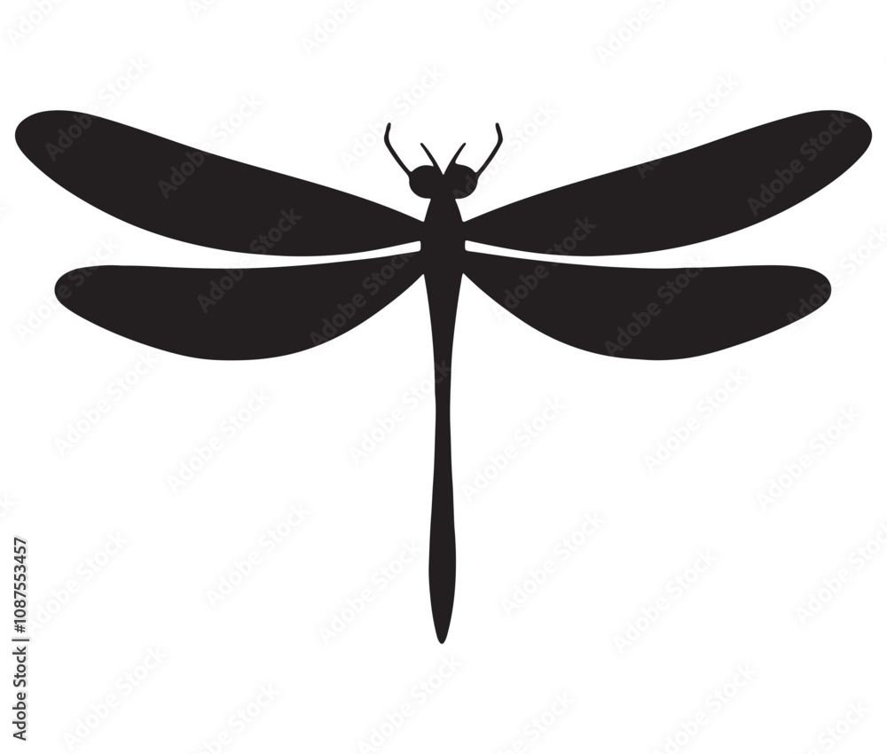 Cartoon dragonfly on white background, Cute dragonfly icon silhouette Cartoon dragonfly on white background, Cute dragonfly icon silhouette