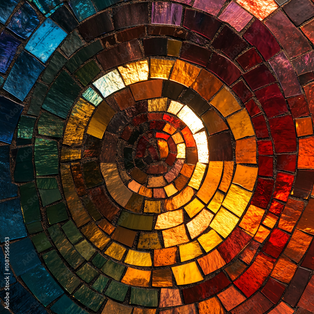 Fototapeta premium A close-up view of a circular mosaic pattern