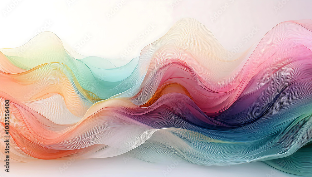 Colorful smooth wave lines Wave element white background Designed with a material that has a surface similar to a translucent frosted coating with a soft but luxurious texture. Colorful smooth wave lines Wave element white background Designed with a material that has a surface similar to a translucent frosted coating with a soft but luxurious texture.
