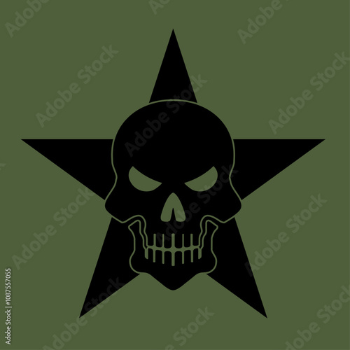 black skull and star military symbol